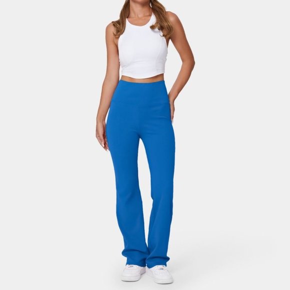 Halara High Waisted Back Pocket Plain Sight Flare Legging in Victoria Blue - Picture 2 of 6